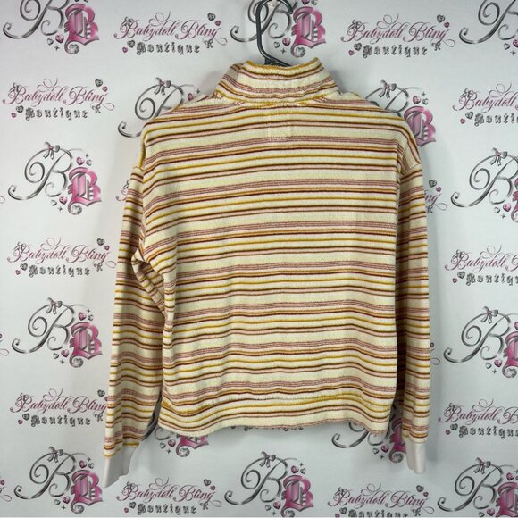 Billabong sweater zip up towel terry cloth beach Multicolor Striped Sweater - Picture 2 of 8